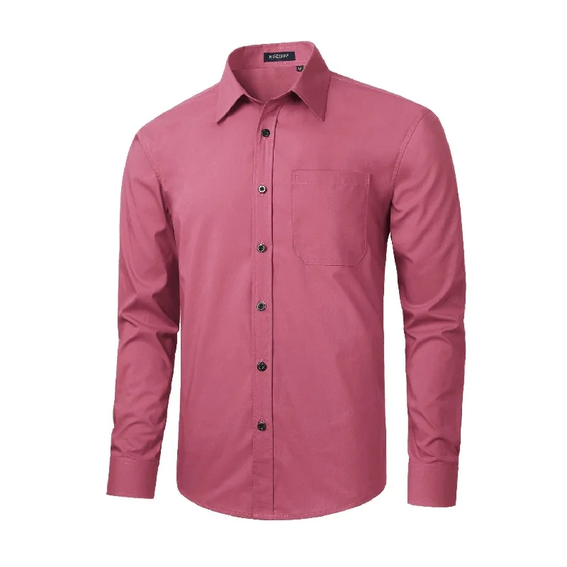Men's Checkered Shirts for a Retro FeelMen's Dress Shirt with Pocket - DARK PINK
