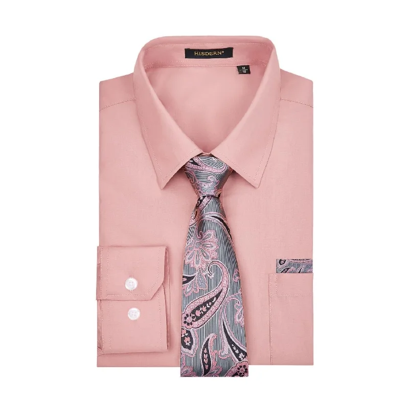 Men's Big and Tall Shirts for Added ComfortMen's Shirt with Tie Handkerchief Set - DUSTY PINK Men's Big and Tall Shirts for Added ComfortMen's Shirt with Tie Handkerchief Set - DUSTY PINK