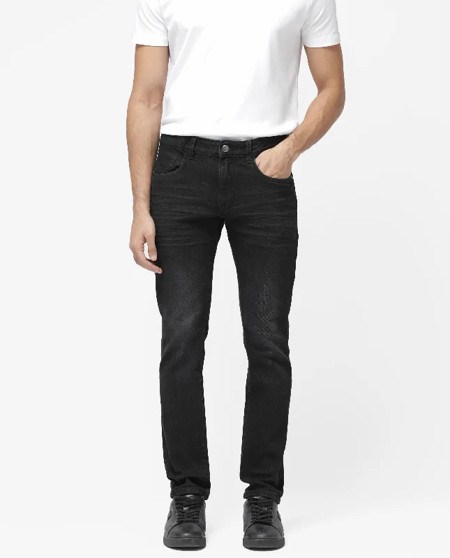 Modern Men's JeansRare Rabbit Men's Omiros Black Slim Fit Mid Rise Dark Wash With 3D Whiskers Jeans Modern Men's JeansRare Rabbit Men's Omiros Black Slim Fit Mid Rise Dark Wash With 3D Whiskers Jeans
