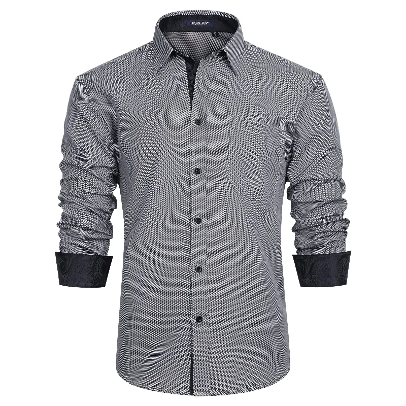 Men's Skinny-Fit Shirts for a Trendy LookMen's Patchwork Dress Shirt with Pocket - C-GREY3 Men's Skinny-Fit Shirts for a Trendy LookMen's Patchwork Dress Shirt with Pocket - C-GREY3