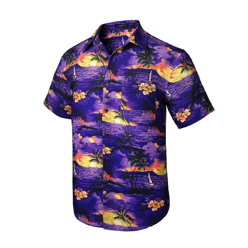Men's Essential Dress Shirts for Everyday WearFunky Hawaiian Shirts with Pocket - A3-PURPLE Men's Essential Dress Shirts for Everyday WearFunky Hawaiian Shirts with Pocket - A3-PURPLE