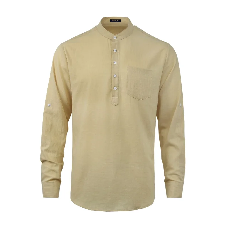 Men's Organic Cotton Shirts for Eco-ConsciousnessMen‘s Henley Shirt Lightweight with Pocket - BEIGE Men's Organic Cotton Shirts for Eco-ConsciousnessMen‘s Henley Shirt Lightweight with Pocket - BEIGE