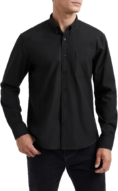 Men's Smart Casual Shirts for Business Casual SettingsMen's Dress Shirt with Pocket - BLACK Men's Smart Casual Shirts for Business Casual SettingsMen's Dress Shirt with Pocket - BLACK