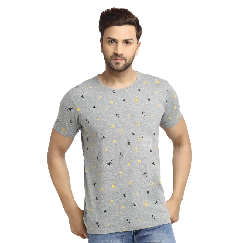 Men's Shirts with Single-Breasted DesignsMack JONNEY Men's Grey Printed Round Neck Tshirt Men's Shirts with Single-Breasted DesignsMack JONNEY Men's Grey Printed Round Neck Tshirt
