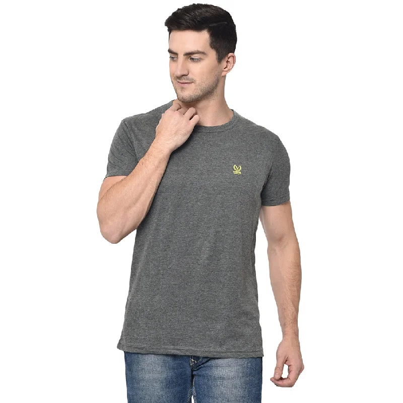 Men's Shirts with Lace-Up HemlinesMack Jonney Round Neck Grey T-shirt For Men's