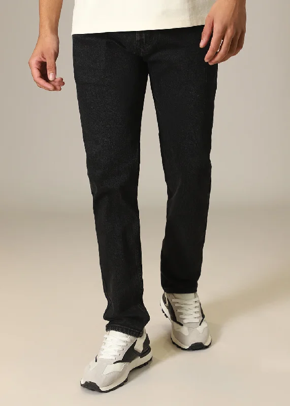 Cool Distressed Men's JeansAbyss Black Slim Fit Jeans