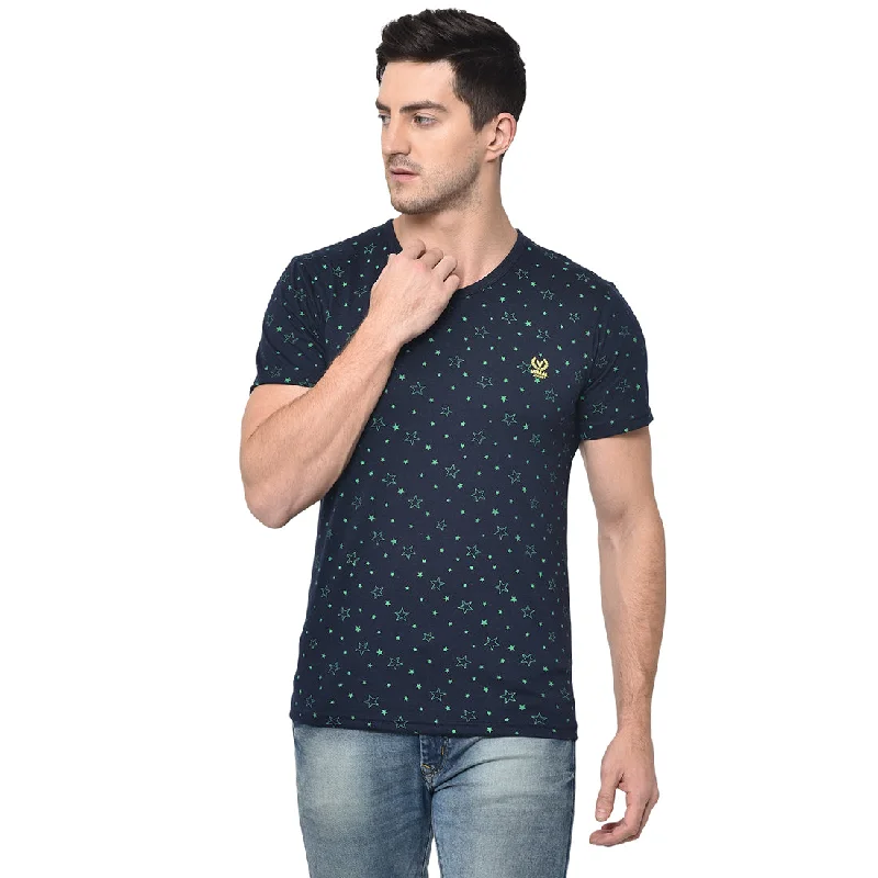 Men's Shirts with Adjustable CuffsMack Jonney Round Neck Dark Blue T-shirt For Men's
