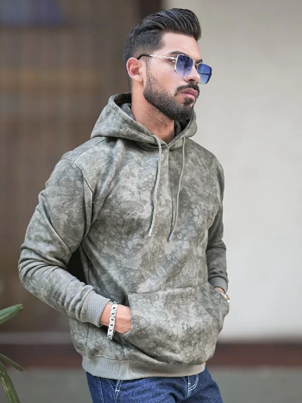 Men's Hoodies for Casual WearCloud Printed Olive Sweatshirt