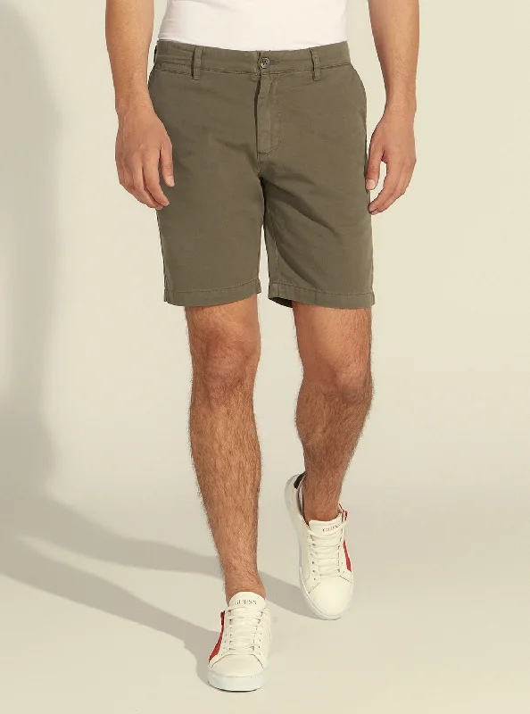 Men's Pants with Embroidered DesignsGreen Canon Twill Chino Shorts