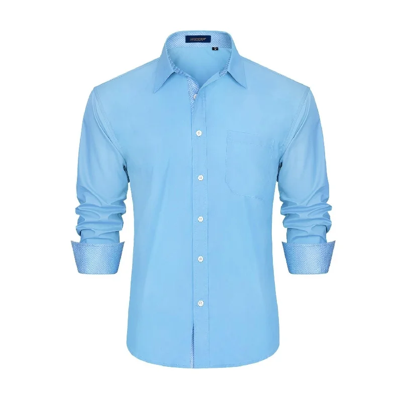 Men's Designer Shirts for a Statement PieceMen's Patchwork Dress Shirt with Pocket - BLUE Men's Designer Shirts for a Statement PieceMen's Patchwork Dress Shirt with Pocket - BLUE