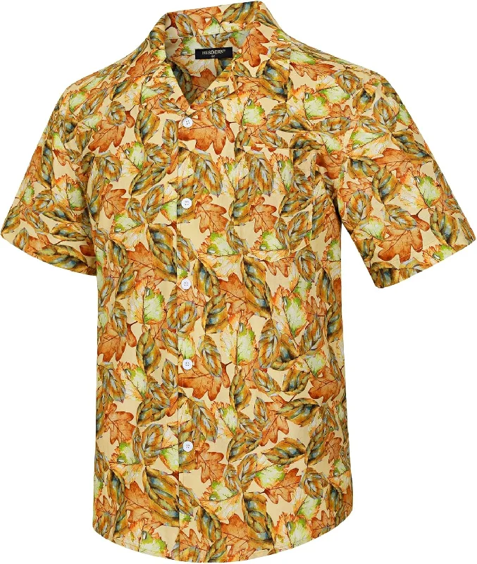 Men's Camouflage Shirts for an Outdoor AppealYellow Floral Button Up Hawaiian Shirt For Summer Vacation