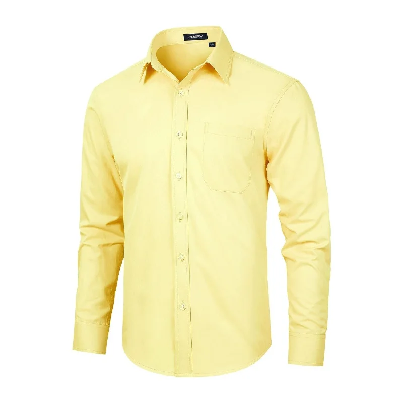 Men's Patterned Dress Shirts for a Unique TwistMen's Dress Shirt with Pocket - LIGHT YELLOW Men's Patterned Dress Shirts for a Unique TwistMen's Dress Shirt with Pocket - LIGHT YELLOW