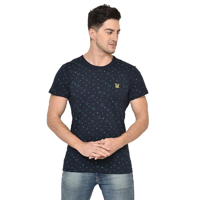 Men's Shirts with Short PlacketsMack Jonney Round Neck Dark Blue T-shirt For Men's
