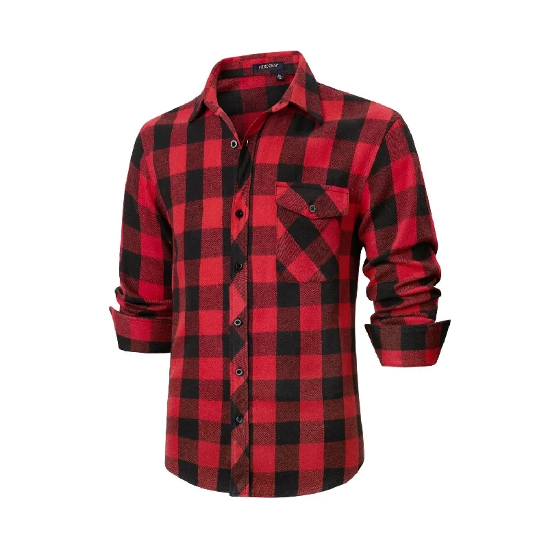 Men's Camouflage Shirts for an Outdoor AppealPlaid Men's Flannel Shirt With Pockets - Z-RED SHIRT-1 Men's Camouflage Shirts for an Outdoor AppealPlaid Men's Flannel Shirt With Pockets - Z-RED SHIRT-1