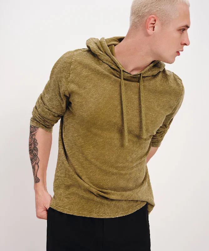 Durable Men's Canvas HoodiesSlub Jersey with Chroma Wash Long Sleeve Hoodie - Juniper