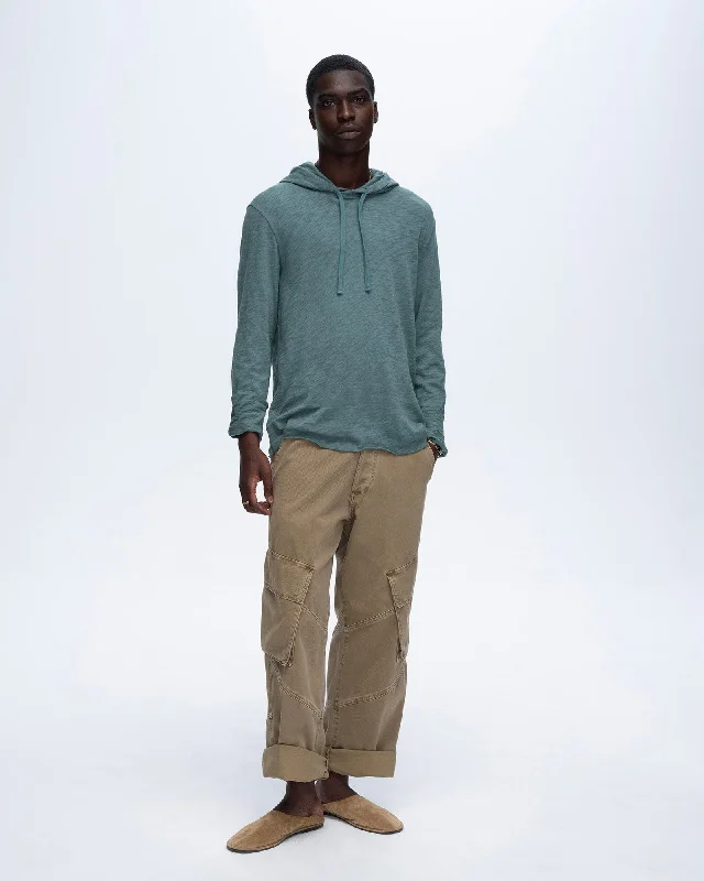 Men's Sweaters with Intarsia DesignsSlub Jersey Long Sleeve Destroyed Hoodie - Spring Eucalyptus Men's Sweaters with Intarsia DesignsSlub Jersey Long Sleeve Destroyed Hoodie - Spring Eucalyptus