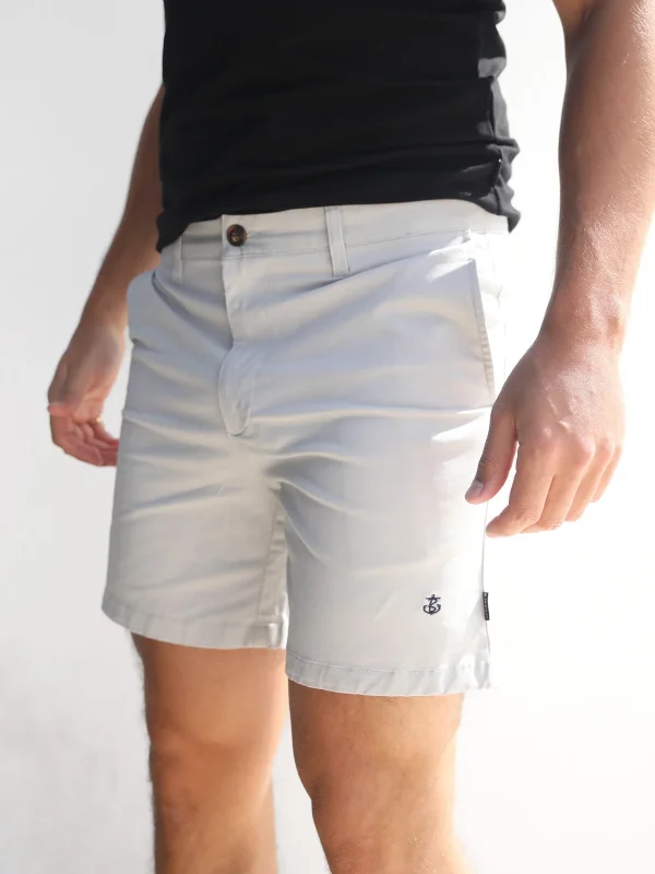 Men's Pants with Antimicrobial TreatmentStretch Chino Shorts - Light Grey