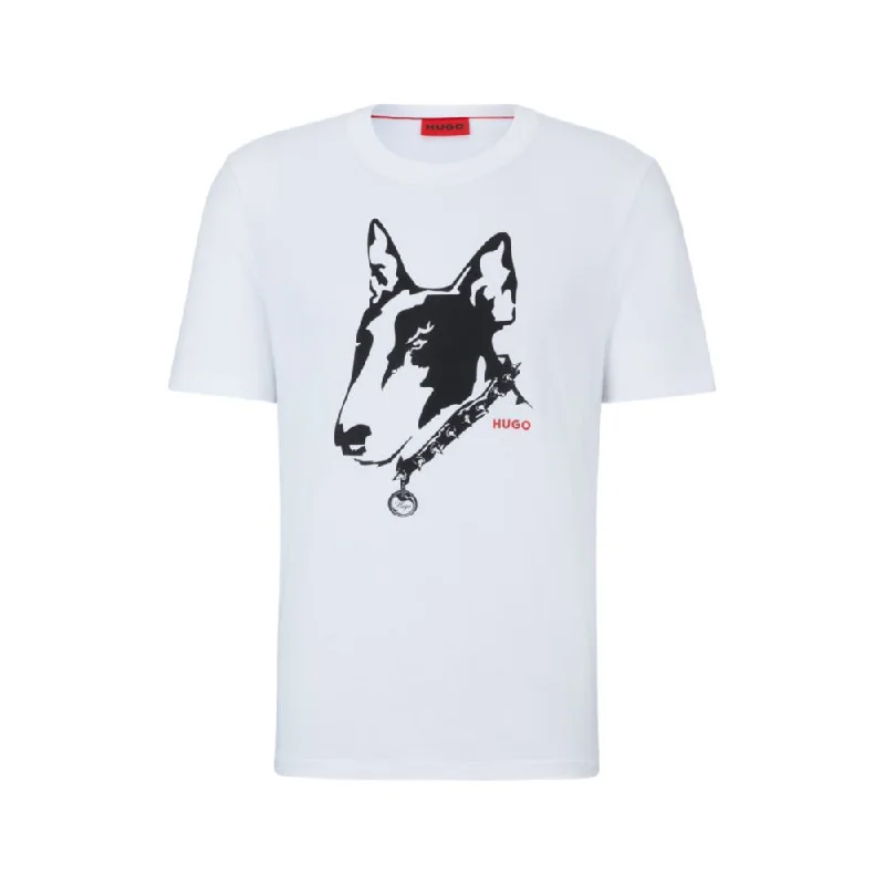 Men's Shirts with Pleated HemlinesCotton-jersey T-shirt with dog artwork