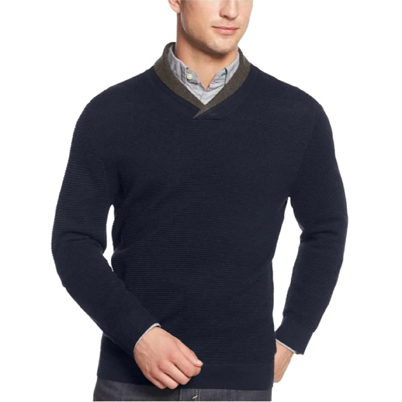 Classic Men's Wool SweatersClub Room Mens Merino Double Shawl Sweater, Blue, Big 2X