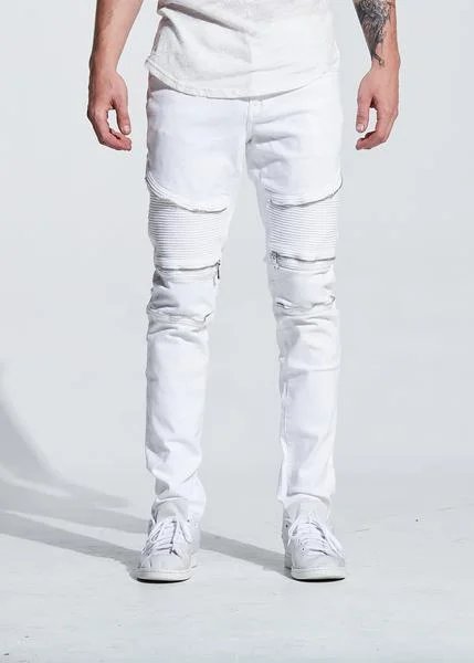 Comfortable Men's JeansPete Biker Denim (White)
