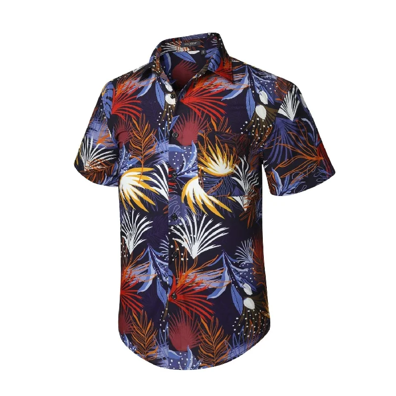 Men's Cowboy Shirts for Western StyleFunky Hawaiian Shirts with Pocket - BLUE/RED