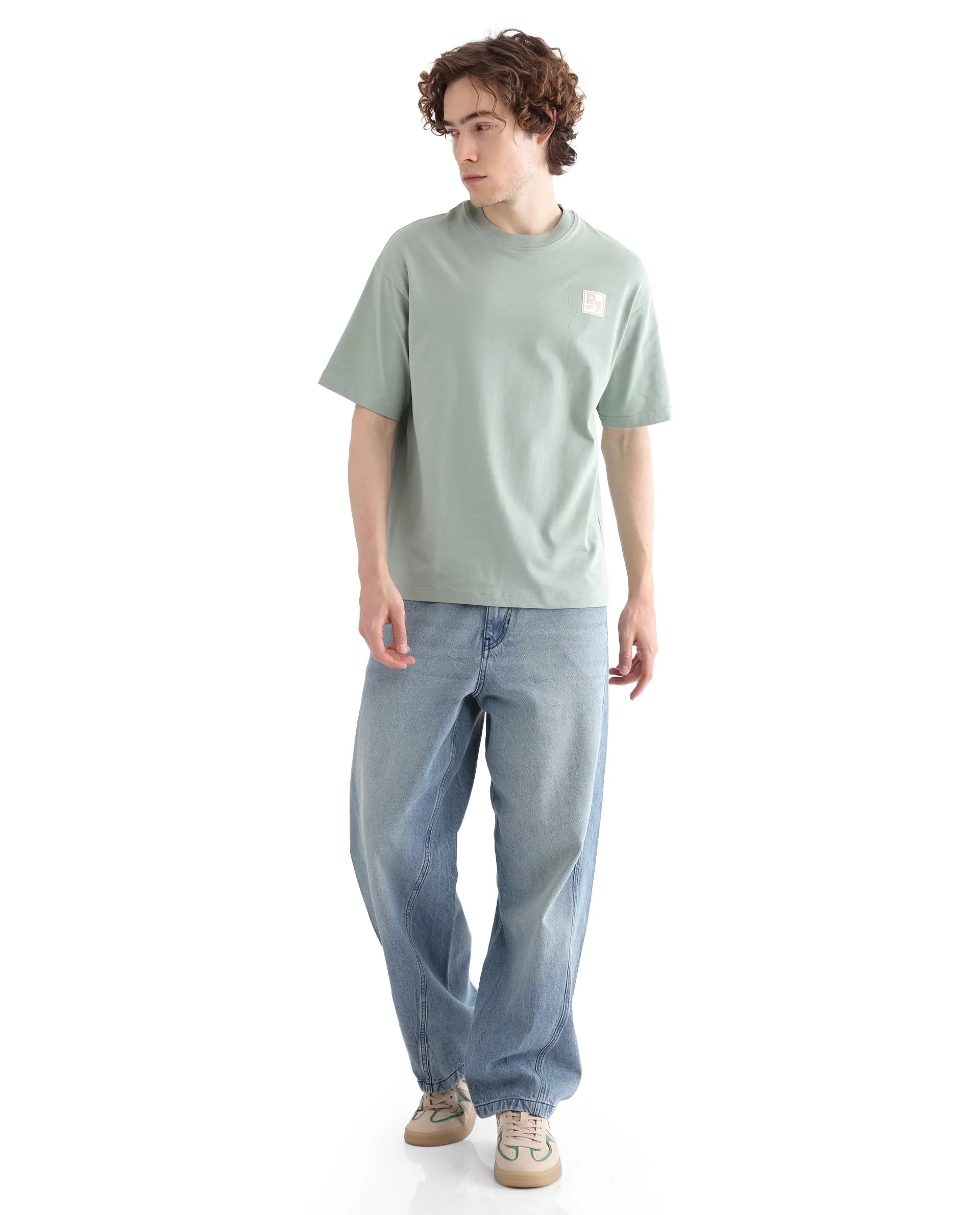Light Blue Denim Men's JeansRare Rabbit Men Bo Blue Cotton Fabric Light Wash Mid Rise Baggy Fit Jeans Light Blue Denim Men's JeansRare Rabbit Men Bo Blue Cotton Fabric Light Wash Mid Rise Baggy Fit Jeans