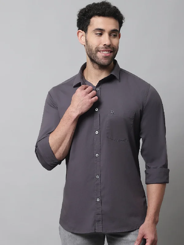 Men's Pattern-Clashing Shirts for Bold FashionMen's Dark Grey Casual Plain Stretch Full Sleeve Shirt Men's Pattern-Clashing Shirts for Bold FashionMen's Dark Grey Casual Plain Stretch Full Sleeve Shirt