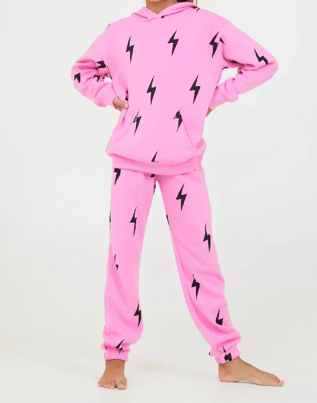 Stylish Men's Designer HoodiesLighting Bolt Hoodie In Pink