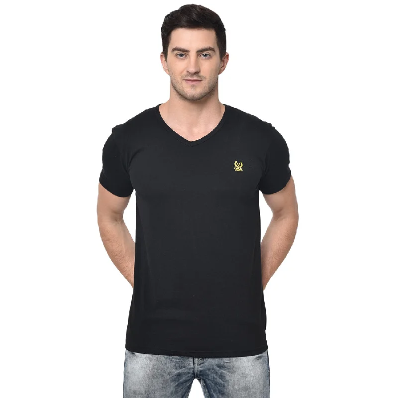 Men's Shirts with Wingtip CollarsMack Jonney Round Neck Black T-shirt For Men's