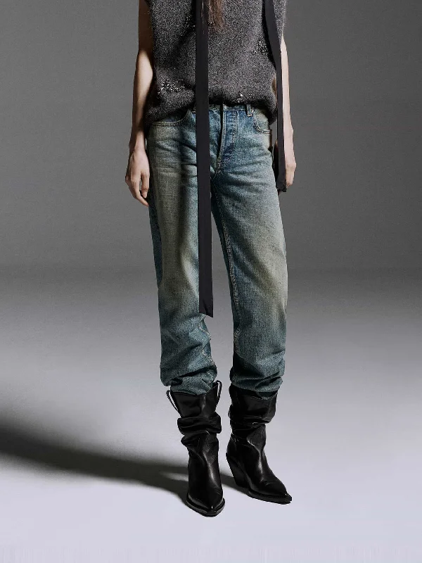 Inexpensive Men's JeansButton Closure Straight Jeans