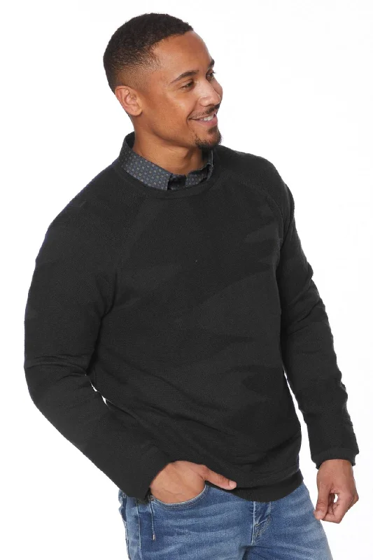 Fitted Men's Slim-Fit SweatersIntarsia Knit Organic Cotton Crew Neck Sweater in Charcoal by Leo Chevalier