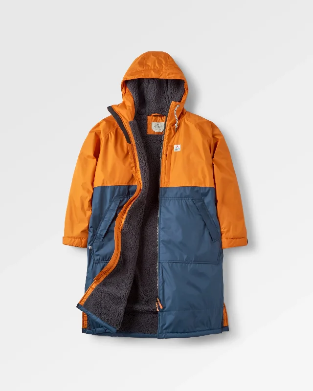 Men's Coats for SnowshoeingWaves Recycled Sherpa Lined Changing Robe - Sunrise Orange/Rich Navy