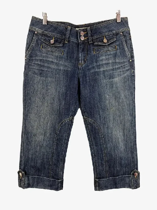 Men's Jeans with a Destroyed LookKaren Millen Cropped Mid Blue Denim Multi Pocket Jeans Size 14 Men's Jeans with a Destroyed LookKaren Millen Cropped Mid Blue Denim Multi Pocket Jeans Size 14
