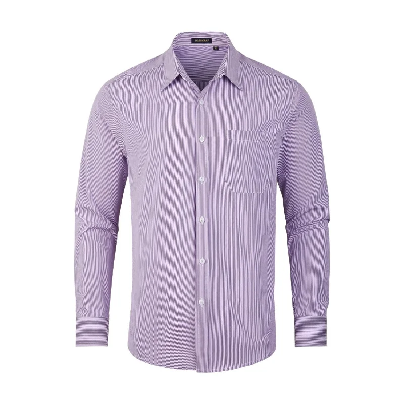Men's Custom Dress Shirts for a Personalized FitMen's Casual Long Sleeve Striped Shirt - PURPLE Men's Custom Dress Shirts for a Personalized FitMen's Casual Long Sleeve Striped Shirt - PURPLE