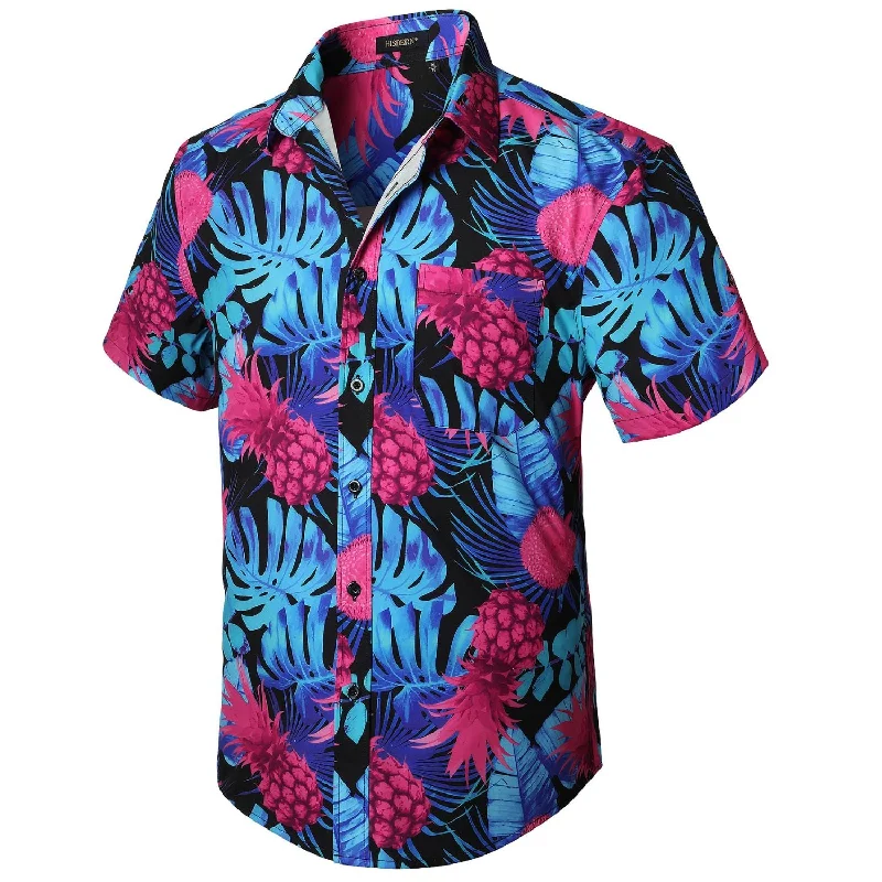 Men's Thermal Shirts for Winter WarmthSummer Hawaiian Shirts with Pocket - 06-PURPLE/NAVY/BLACK Men's Thermal Shirts for Winter WarmthSummer Hawaiian Shirts with Pocket - 06-PURPLE/NAVY/BLACK