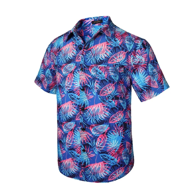 Men's Bold-Color Shirts for a Statement PieceFunky Hawaiian Shirts with Pocket - A6-BLUE PINK Men's Bold-Color Shirts for a Statement PieceFunky Hawaiian Shirts with Pocket - A6-BLUE PINK