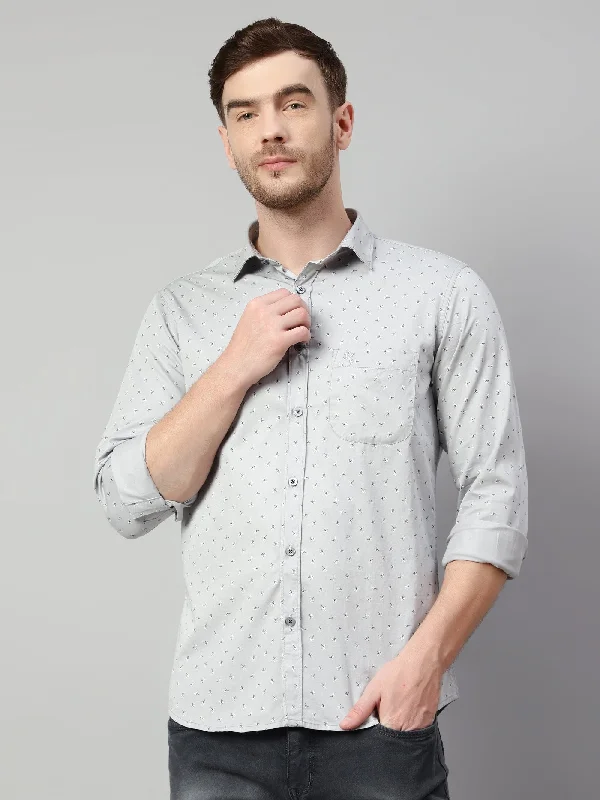 Stylish Men's Graphic T-ShirtsMen's Light Grey Casual Floral Print Full Sleeve Shirt Stylish Men's Graphic T-ShirtsMen's Light Grey Casual Floral Print Full Sleeve Shirt
