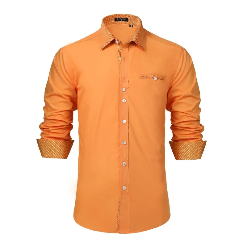 Men's Machine-Washable Shirts for ConvenienceCasual Formal Shirt with Pocket - ORANGE Men's Machine-Washable Shirts for ConvenienceCasual Formal Shirt with Pocket - ORANGE