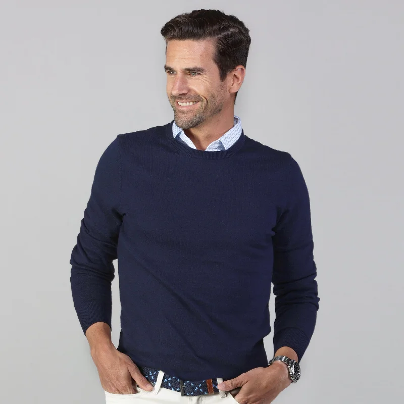 Men's Sweaters with Hooks and LoopsNavy Luxury Touch Cotton and Cashmere Crew Neck Sweater Men's Sweaters with Hooks and LoopsNavy Luxury Touch Cotton and Cashmere Crew Neck Sweater
