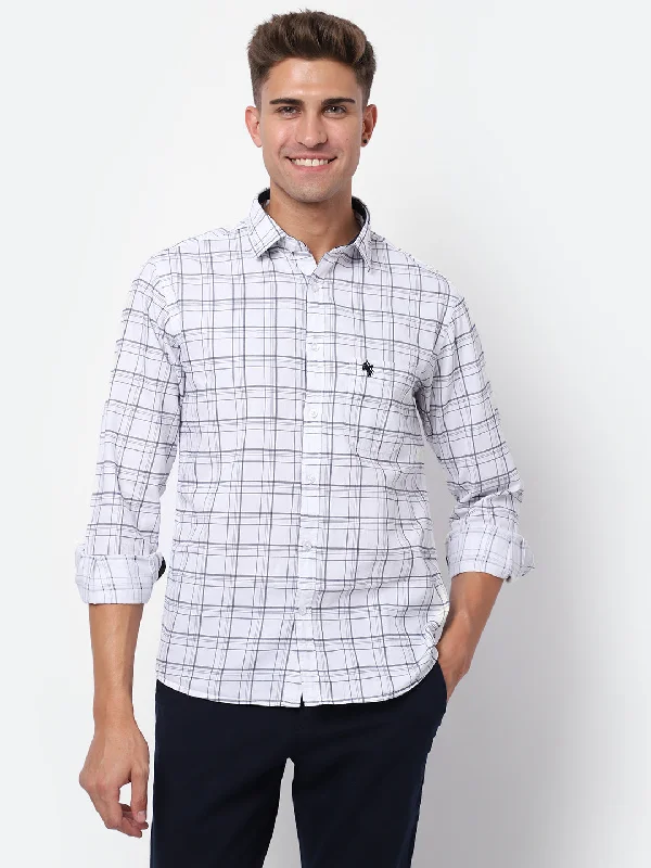 Men's Henley T-Shirts for a Casual TwistMen's White Casual Medium Checks Full Sleeve Shirt Men's Henley T-Shirts for a Casual TwistMen's White Casual Medium Checks Full Sleeve Shirt