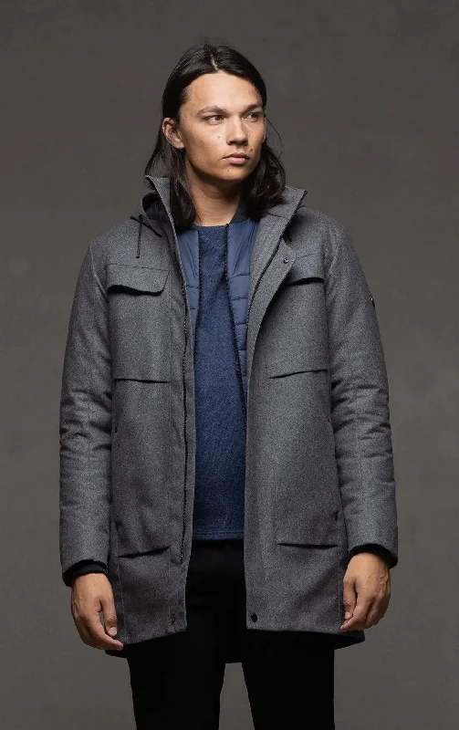 Warm Men's Down JacketsLAMINATED WOOL PARKA