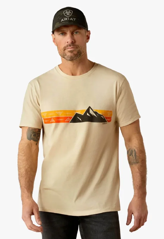 Men's Shirts with Ruffled HemlinesAriat Mens Southwest Mountain Stripe T-Shirt