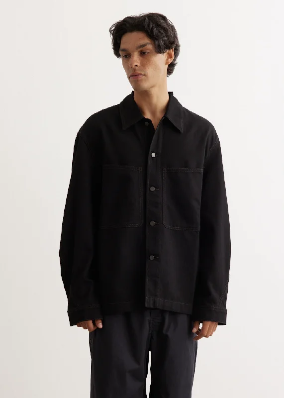 Men's Coats for Rainy WeatherTwisted Sleeve Boxy Overshirt