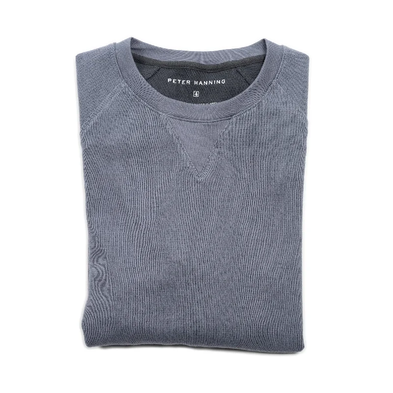 Men's Sweaters with Button-Up CollarsCotton Pullovers - Denim