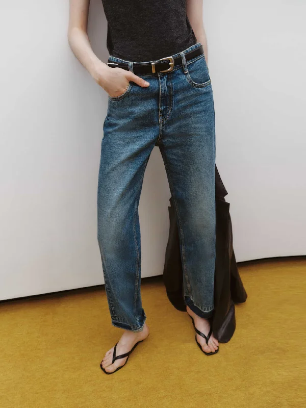 Men's Jeans with Functional PocketsStraight Raw Hem Ankle Jeans