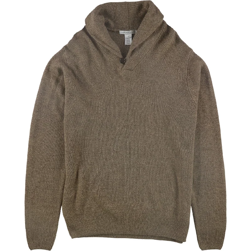 Men's Sweaters with SnapsGeoffrey Beene Mens Ribbed Pullover Sweater, Brown, Large