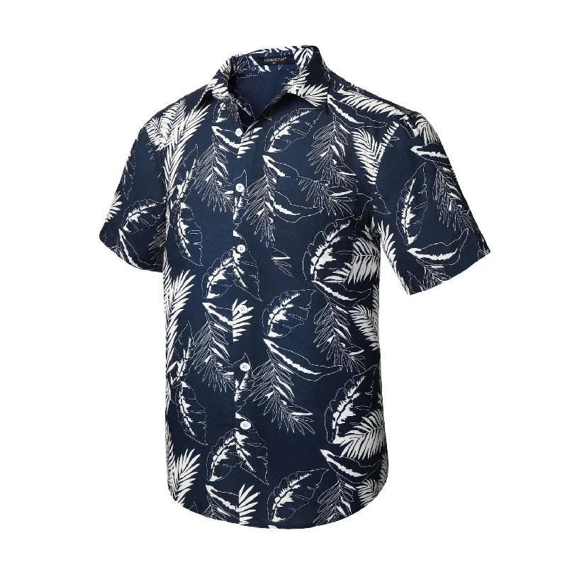 Men's Tennis Shirts for Court ComfortFunky Hawaiian Shirts with Pocket - A2-NAVY
