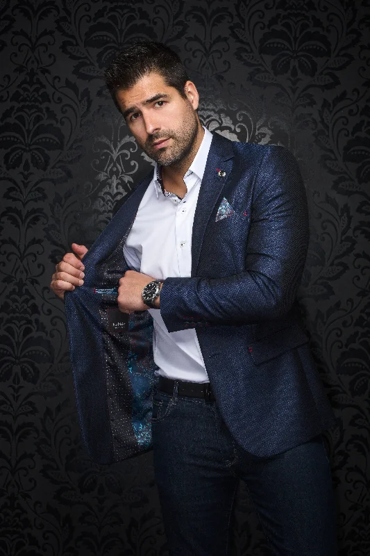 Au Noir Stretch Blazer | Giancarlo Dark Blue