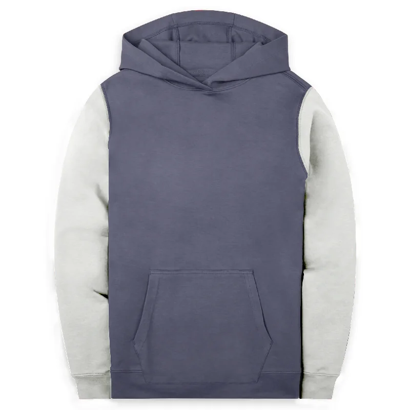 Men's Sweaters with Dropped ShouldersPullover Hoodie - Washed Navy Grey