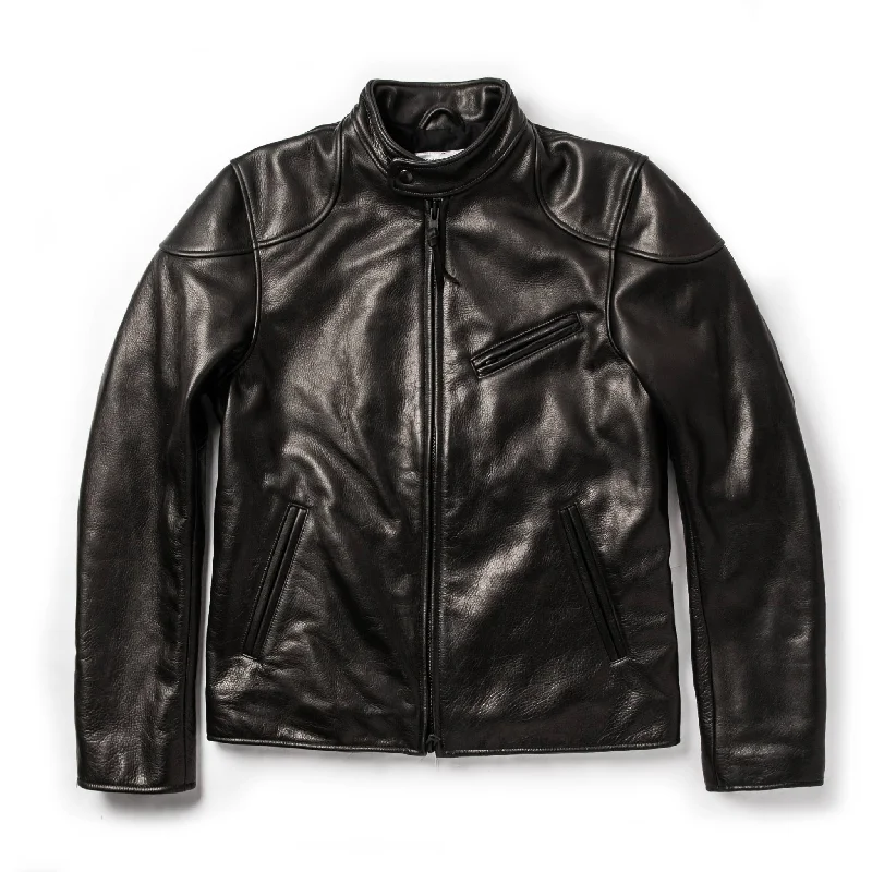 Best Men's Leather CoatsThe Band Collar Moto Jacket in Black Steerhide